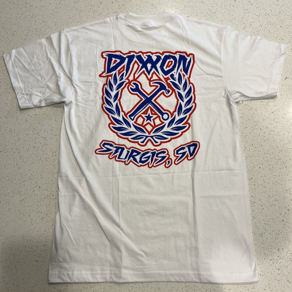 Dixxon Shirt Mens Large White Sturgis SD Sketchy Crest Graphic Tee Made USA NWOT